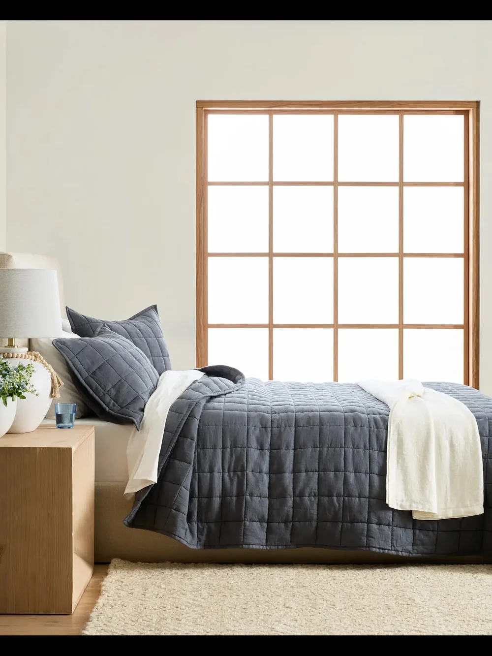 Quince cozy Quilted Weighted Comforter - Slate Blue